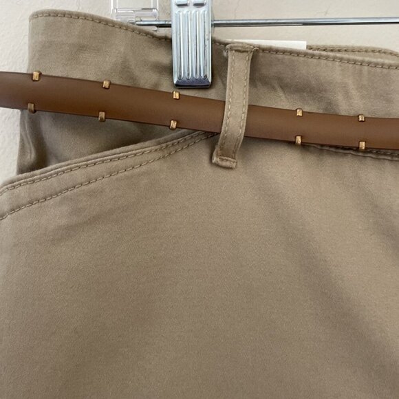 NWT Gloria Vanderbilt Anita Capri Pants Size 12 Perfect Khaki Stretch Belted - Picture 4 of 15